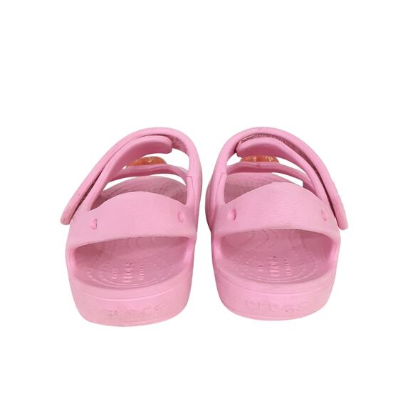 Crocs Kids Sandals Girls 7 Cross Strap Heart Charm Sandal Pink Water Shoes - Picture 4 of 7